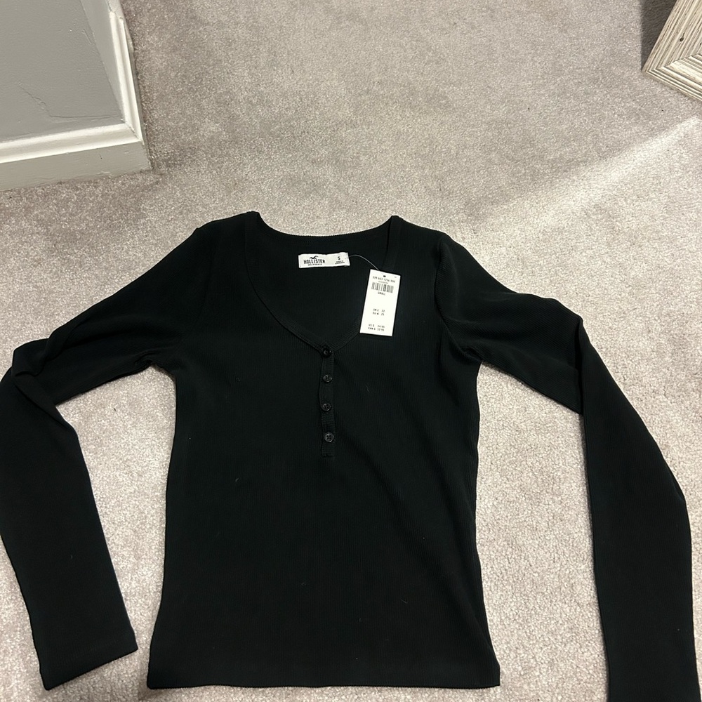 Black waffle material long sleeve